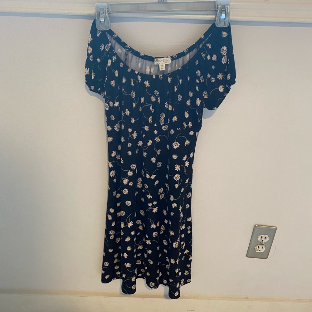 kids black and white floral mini dress